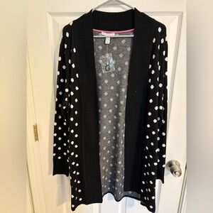 Brand New Isaac Mizrahi Black Cardigan with White Dots - Large
